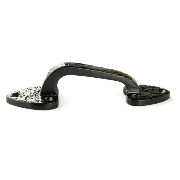 Vintage Antique Style Black Hammered Cast Iron Door Pull D Handle