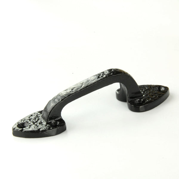 Vintage Antique Style Black Hammered Cast Iron Door Pull D Handle