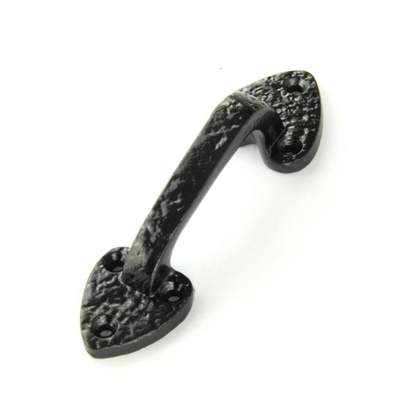 Vintage Antique Style Black Hammered Cast Iron Door Pull D Handle