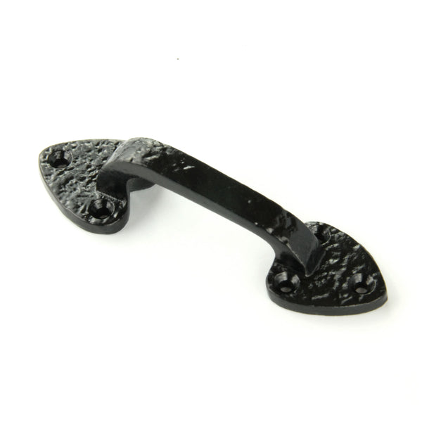 Vintage Antique Style Black Hammered Cast Iron Door Pull D Handle