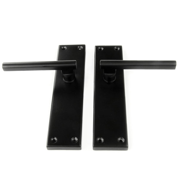 London T Bar Half Round Door Lever Handles on a Long 8" Back Plate Satin Black