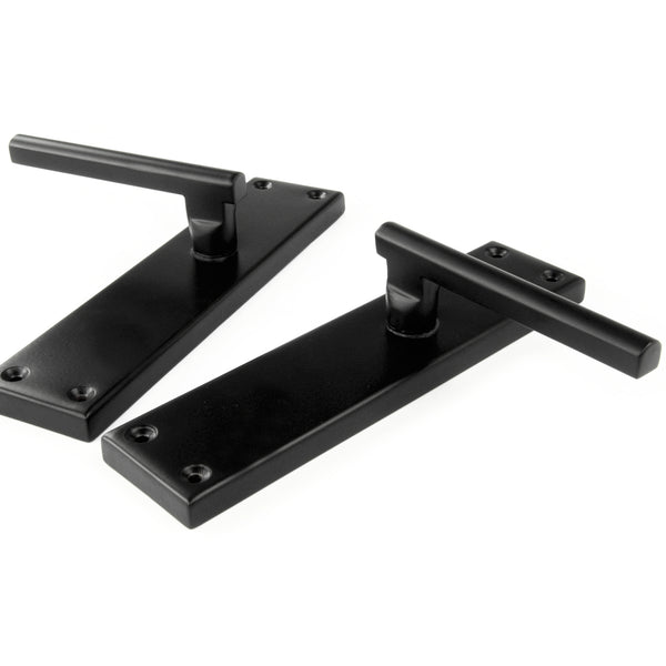 London T Bar Half Round Door Lever Handles on a Long 8" Back Plate Satin Black