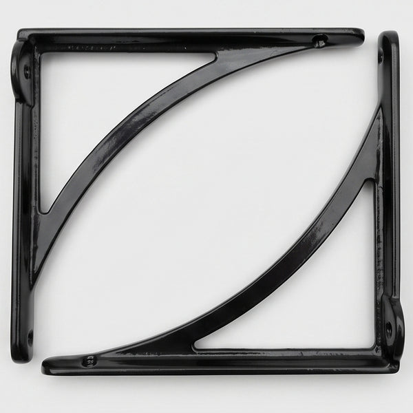 Cast Iron Shelf Brackets Pair Black Arch Industrial Wall Book Supports Metal Set