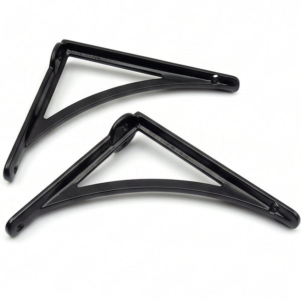 Cast Iron Shelf Brackets Pair Black Arch Industrial Wall Book Supports Metal Set