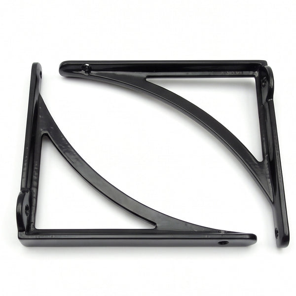 Cast Iron Shelf Brackets Pair Black Arch Industrial Wall Book Supports Metal Set