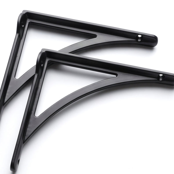 Cast Iron Shelf Brackets Pair Black Arch Industrial Wall Book Supports Metal Set