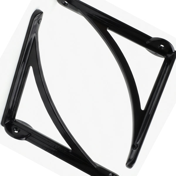 Cast Iron Shelf Brackets Pair Black Arch Industrial Wall Book Supports Metal Set