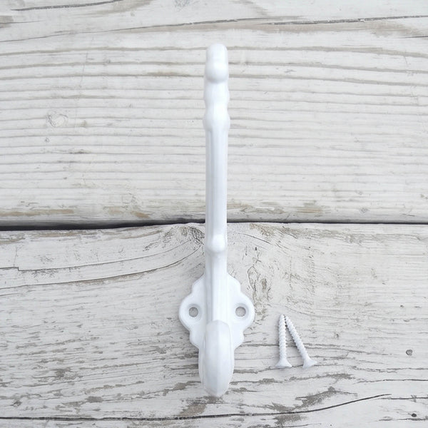 A White Painted Ornate French Style Cast Iron Wall Coat Hook