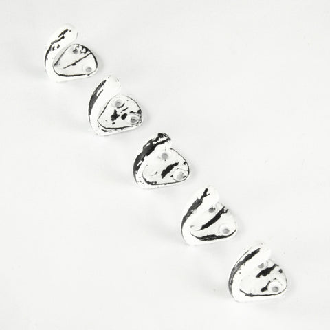 Set of 5 White Distressed Cast Iron Wall Hooks Vintage Coat Rack Cup Hangers