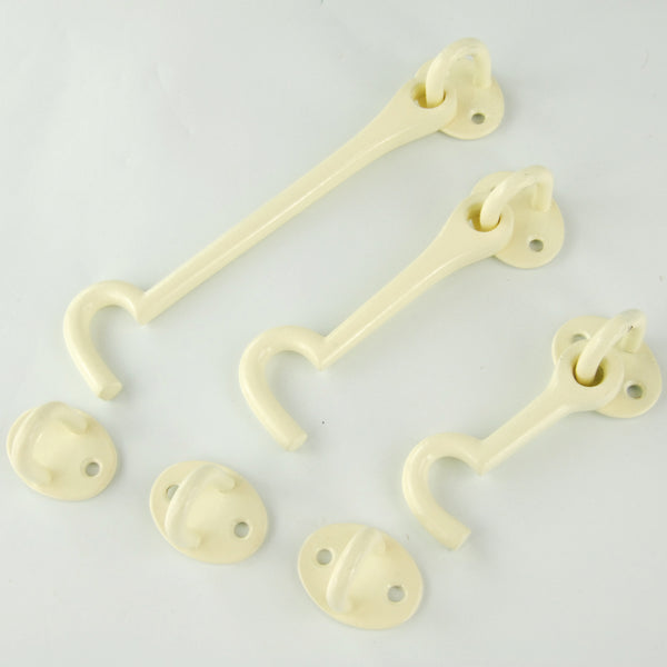 Cream White Cabin Hook & Eye Latch Lock Door Catch