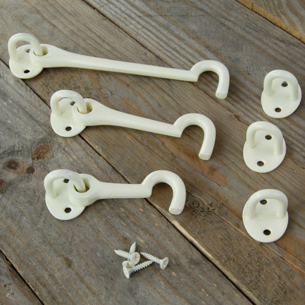 Cream White Cabin Hook & Eye Latch Lock Door Catch