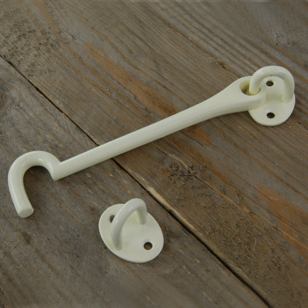 Cream White Cabin Hook & Eye Latch Lock Door Catch