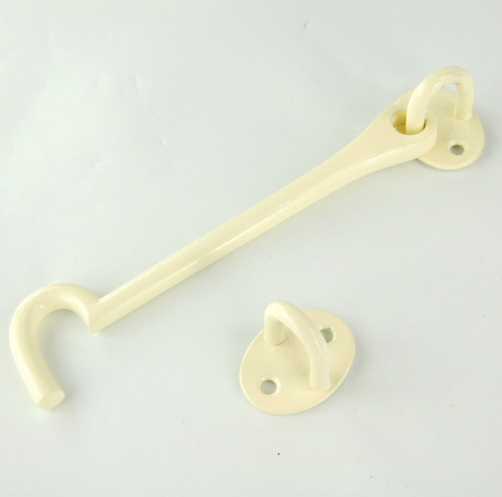 Cream White Cabin Hook & Eye Latch Lock Door Catch