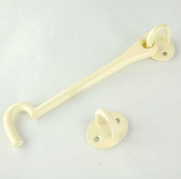 Cream White Cabin Hook & Eye Latch Lock Door Catch