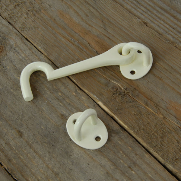 Cream White Cabin Hook & Eye Latch Lock Door Catch