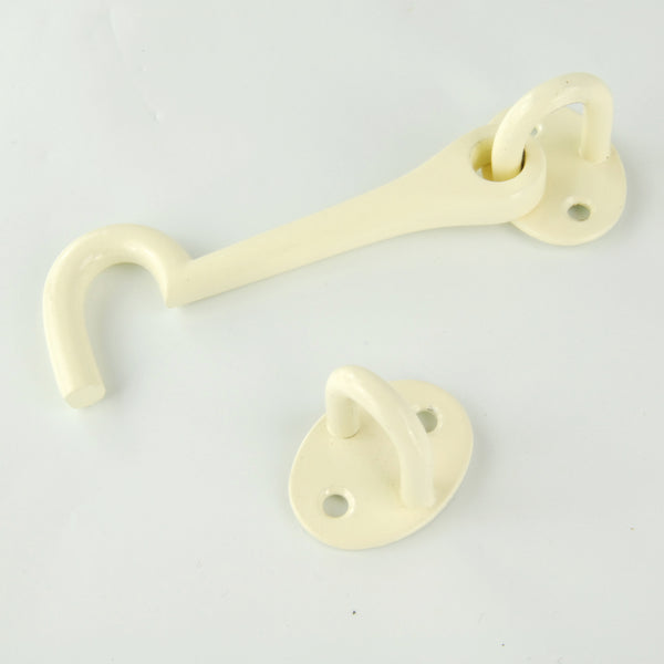 Cream White Cabin Hook & Eye Latch Lock Door Catch