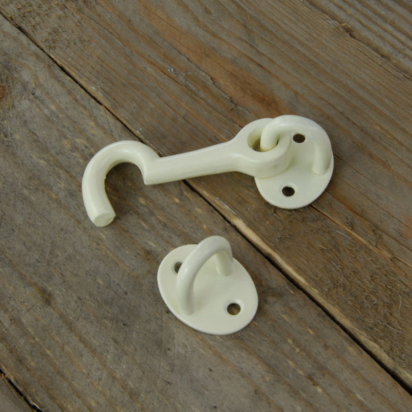 Cream White Cabin Hook & Eye Latch Lock Door Catch
