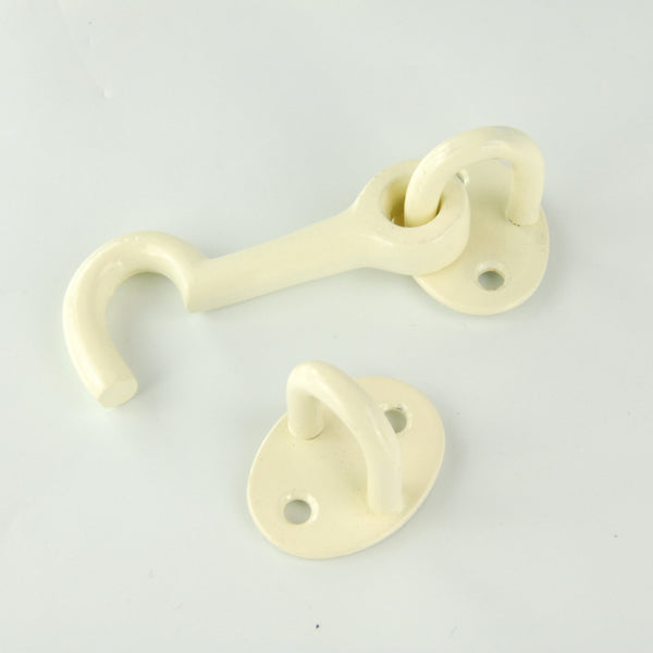Cream White Cabin Hook & Eye Latch Lock Door Catch