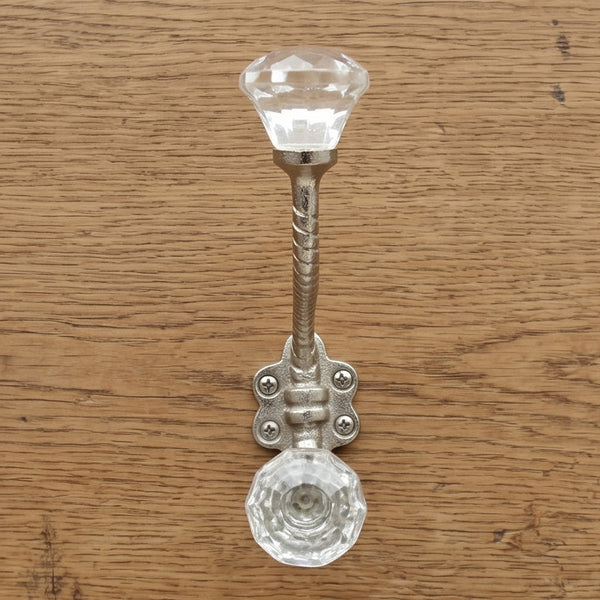 Vintage Style Cast Iron Wall Hook with Clear Glass knobs