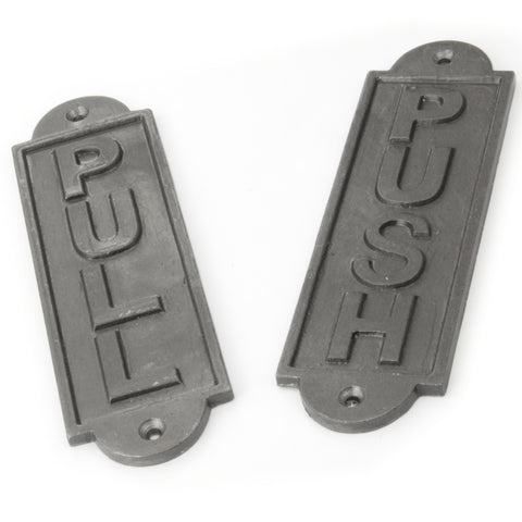 A Jones & Grey Vintage Style Cast Iron Metal PUSH or PULL Door Sign Plaque
