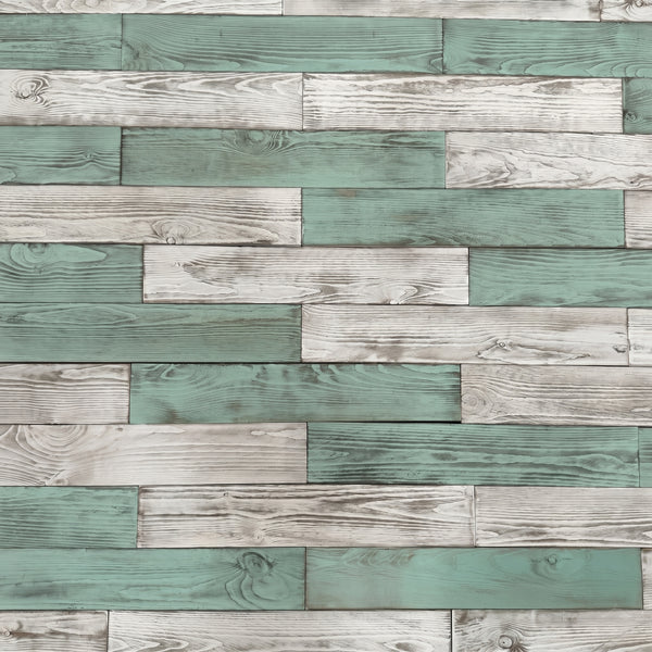 The Coastal Contrast Wooden Wall Tiles Cladding Panelling White & Teal Green