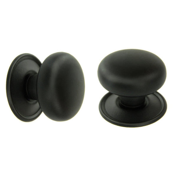 Satin Black Oxford Round Cabinet Knobs Kitchen Door Handles Drawer Chest Pulls