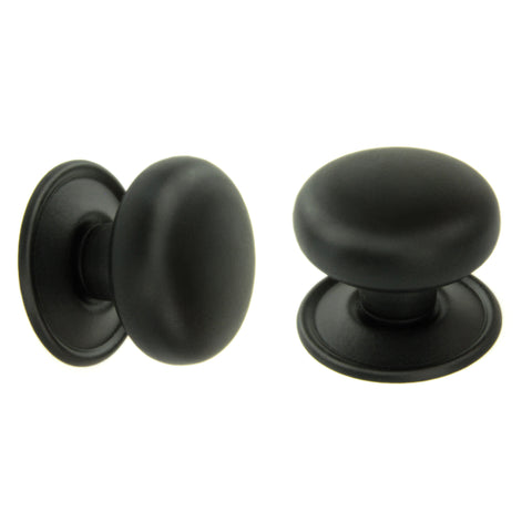 Satin Black Oxford Round Cabinet Knobs Kitchen Door Handles Drawer Chest Pulls