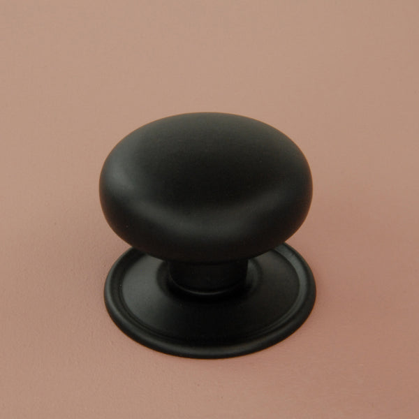 Satin Black Oxford Round Cabinet Knobs Kitchen Door Handles Drawer Chest Pulls