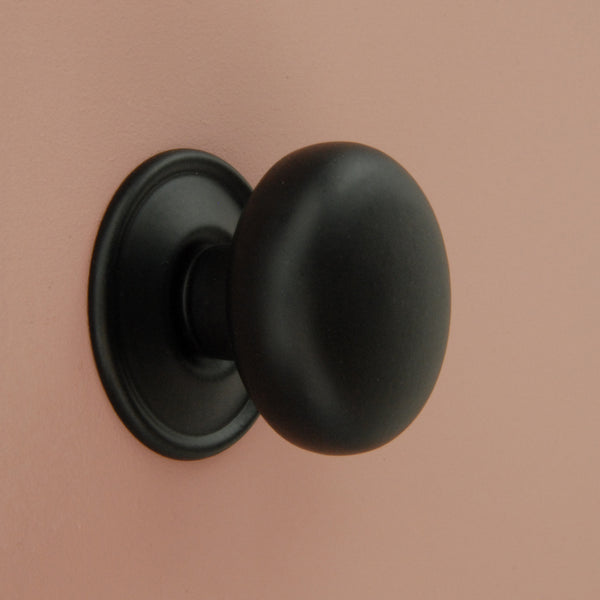 Satin Black Oxford Round Cabinet Knobs Kitchen Door Handles Drawer Chest Pulls
