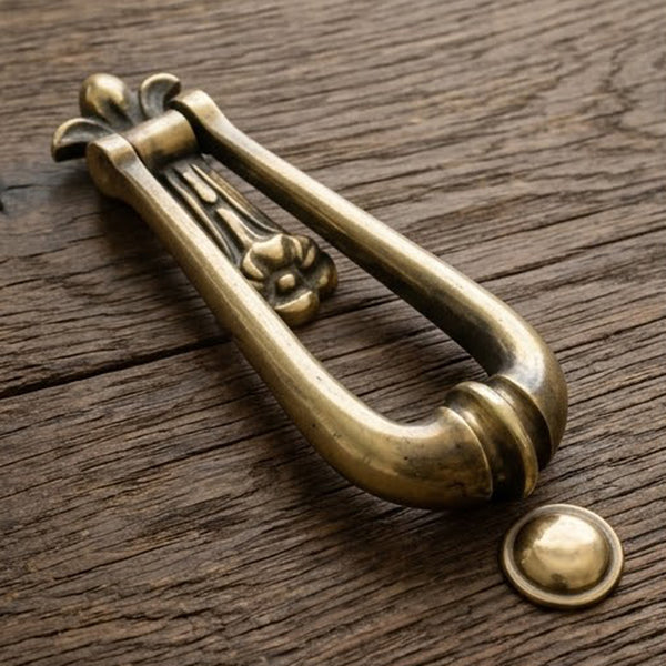 Victorian Ornate Loop Front Door Knocker Solid Antique Brass