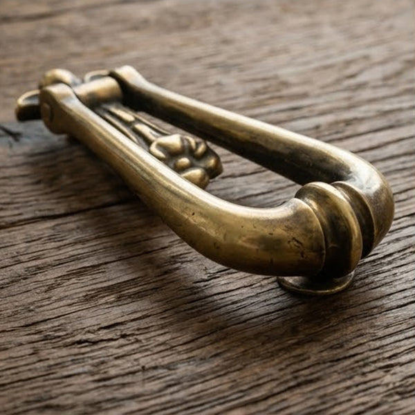 Victorian Ornate Loop Front Door Knocker Solid Antique Brass