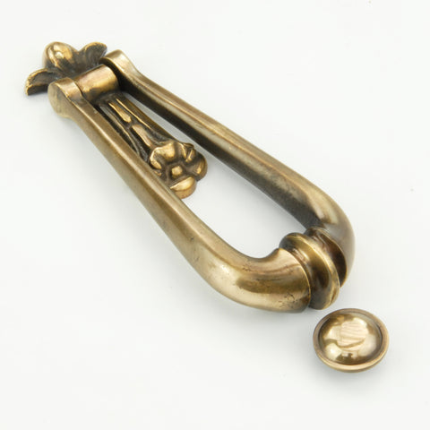 Victorian Ornate Loop Front Door Knocker Solid Antique Brass
