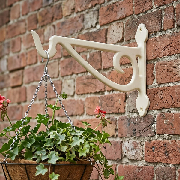 Garden Hanging Basket Bracket Cast Iron Wall Hook Ornate Vintage Support