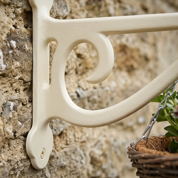 Garden Hanging Basket Bracket Cast Iron Wall Hook Ornate Vintage Support