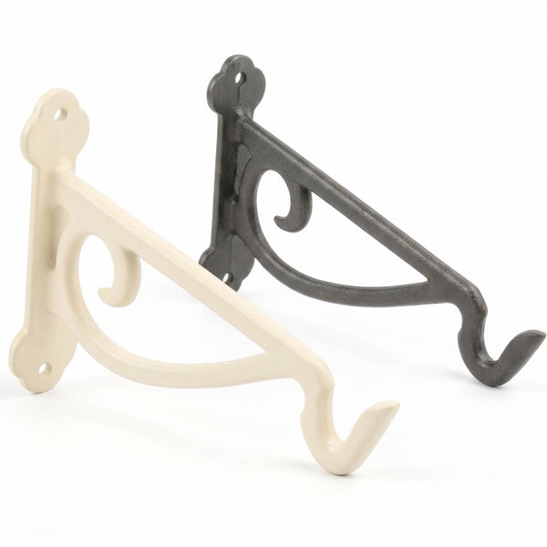 Garden Hanging Basket Bracket Cast Iron Wall Hook Ornate Vintage Support