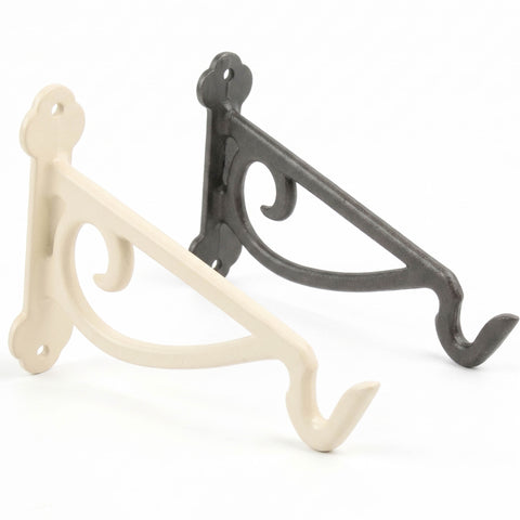 Garden Hanging Basket Bracket Cast Iron Wall Hook Ornate Vintage Support
