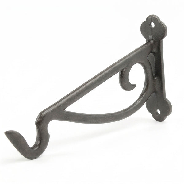 Garden Hanging Basket Bracket Cast Iron Wall Hook Ornate Vintage Support