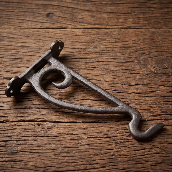 Garden Hanging Basket Bracket Cast Iron Wall Hook Ornate Vintage Support