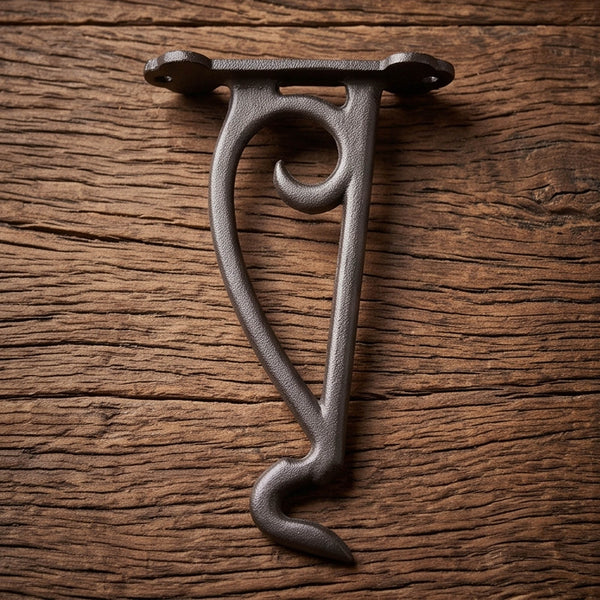 Garden Hanging Basket Bracket Cast Iron Wall Hook Ornate Vintage Support