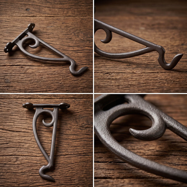 Garden Hanging Basket Bracket Cast Iron Wall Hook Ornate Vintage Support