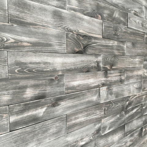 Washed Grey Reclaimed Style Wooden Wall Tiles Cladding Panelling Panels