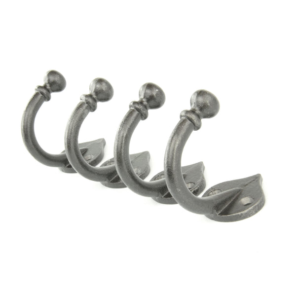 A set of 4 Spearhead Cast Iron Single Wall Hooks Vintage Coat Rack Pegs Hangers