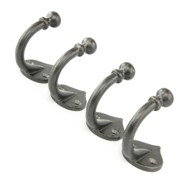 A set of 4 Spearhead Cast Iron Single Wall Hooks Vintage Coat Rack Pegs Hangers