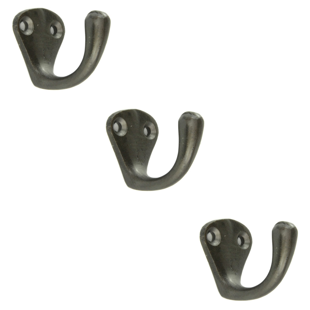Set of 3 Cast Iron Single Wall Hooks Vintage Coat Rack Pegs Cup Hangers