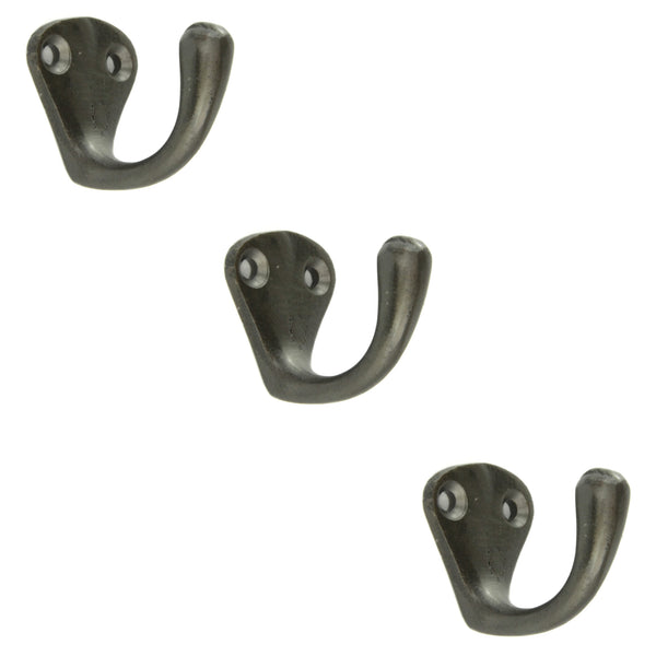Set of 3 Cast Iron Single Wall Hooks Vintage Coat Rack Pegs Cup Hangers