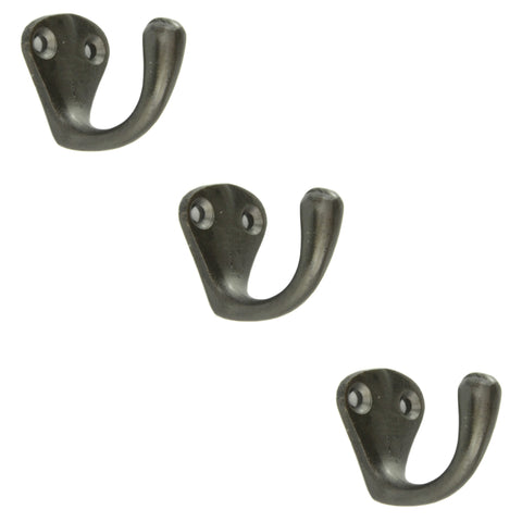 Set of 3 Cast Iron Single Wall Hooks Vintage Coat Rack Pegs Cup Hangers