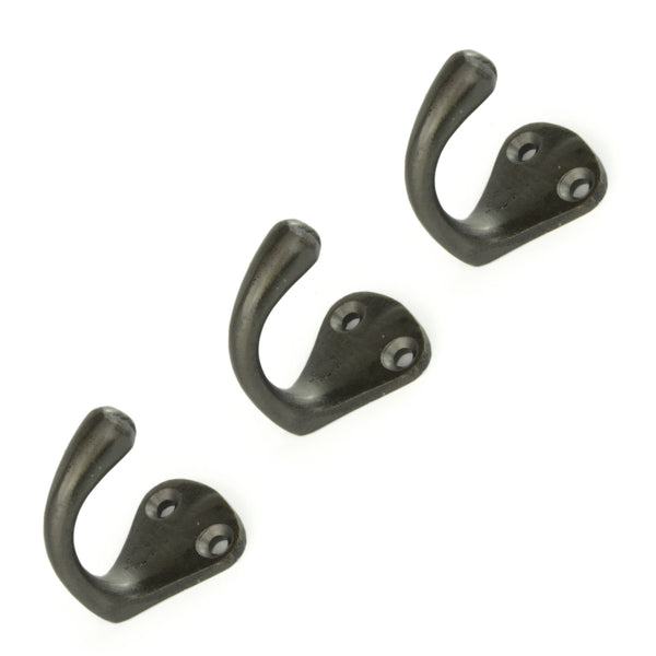 Set of 3 Cast Iron Single Wall Hooks Vintage Coat Rack Pegs Cup Hangers