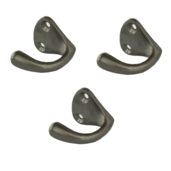 Set of 3 Cast Iron Single Wall Hooks Vintage Coat Rack Pegs Cup Hangers