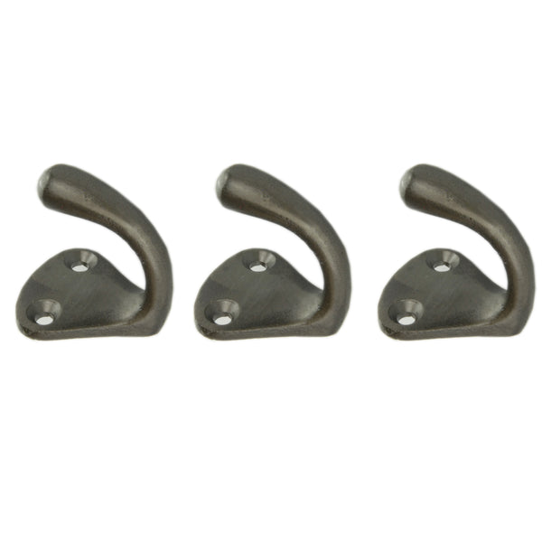 Set of 3 Cast Iron Single Wall Hooks Vintage Coat Rack Pegs Cup Hangers