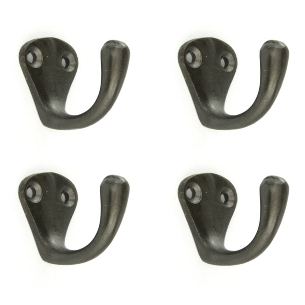 Set of 4 Cast Iron Single Wall Hooks Vintage Coat Rack Pegs Cup Hangers